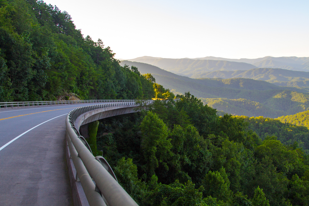 Foothills Parkway scenic drive with mountain view