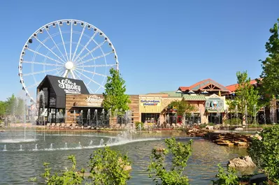 shops and fountain at The Island in Pigeon Forge