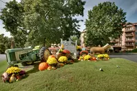 fall decorations at Appleview River Resort office