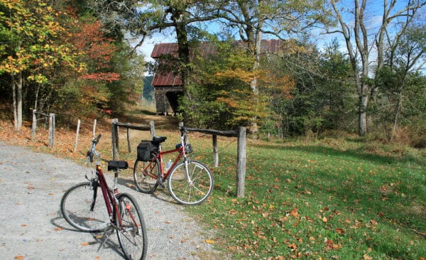 bicycles parked in Cades Cove