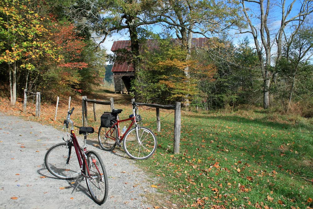 bicycles parked in Cades Cove