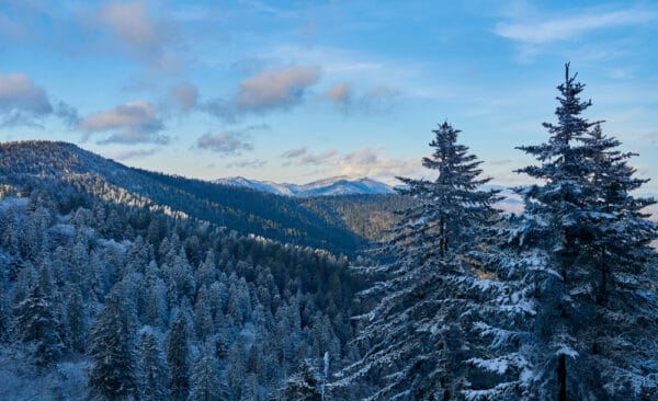 Smoky Mountains covered in snow